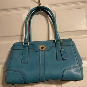 Authentic Coach Turquoise Leather Satchel with dust bag